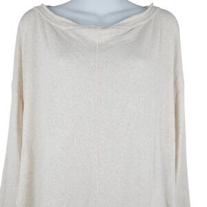 Free People Women's Cream Super Soft Ragged Edge Pullover Oversized Sweater Sz M